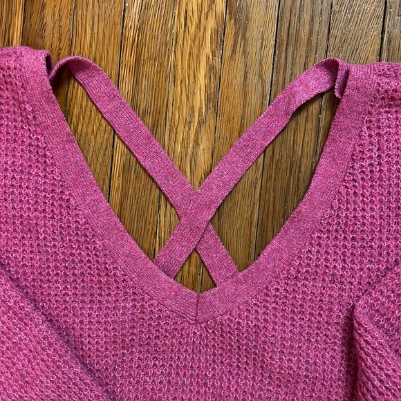 Anthropologie - Maeve Pink Cross Back Sweater - Picture 4 of 6